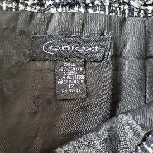 Context Black & White Tweed Circle Skirt Suit Size 8 - Picture 10 of 11
